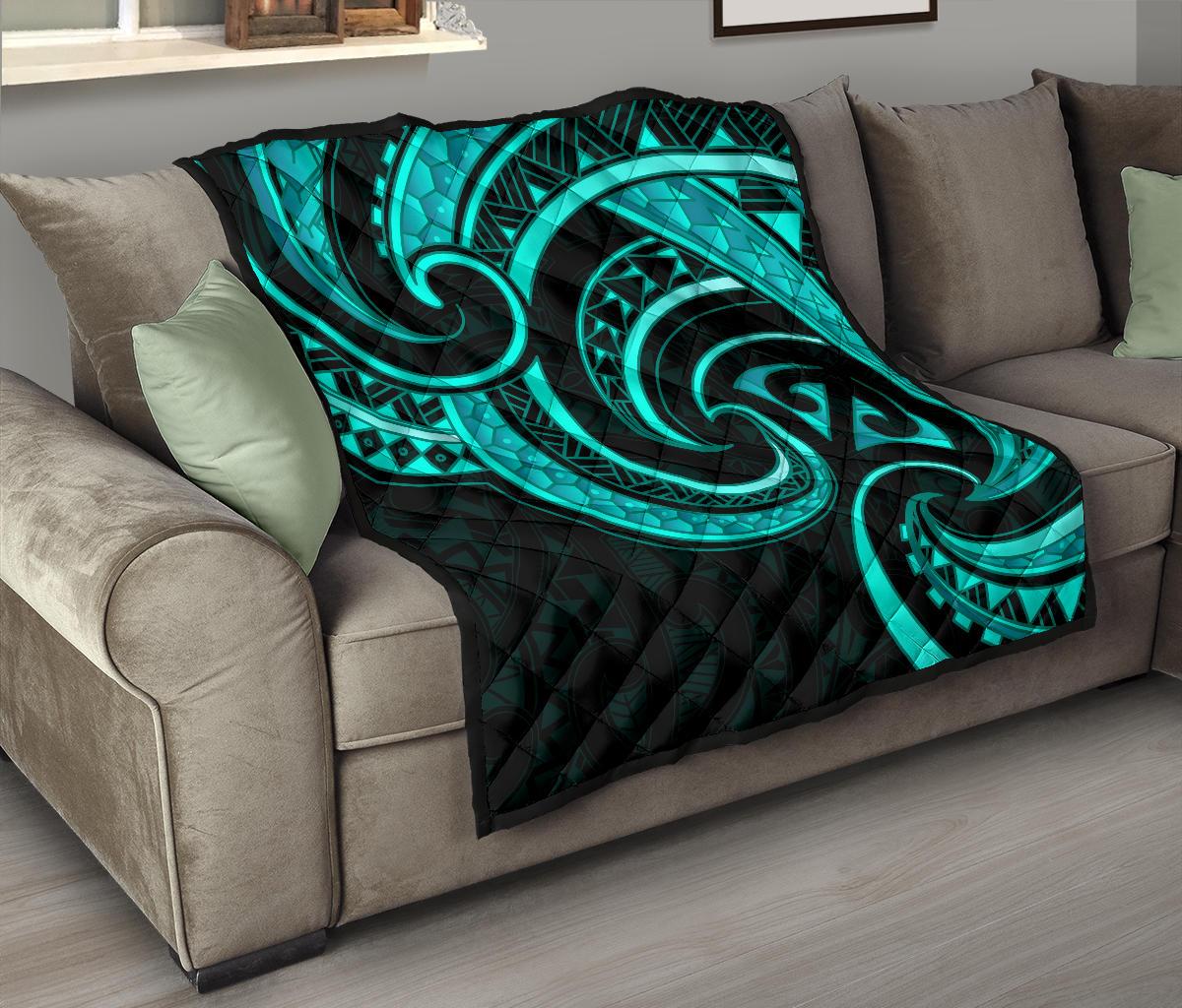 New Zealand Maori Mangopare Premium Quilt Polynesian - Turquoise - Vibe Hoodie Shop