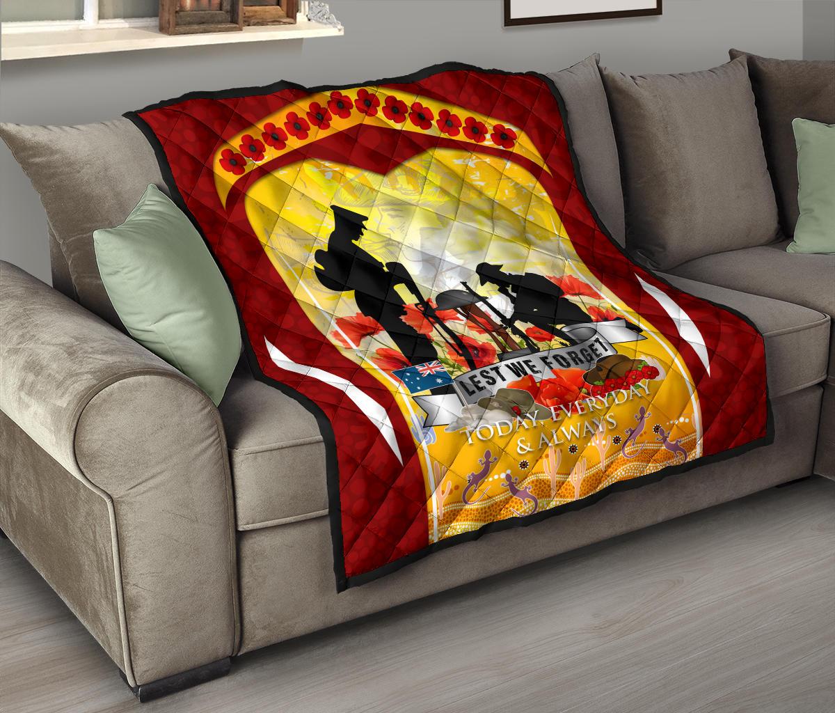 ANZAC Premium Quilt - Lest We Forget Aboriginal Version - Vibe Hoodie Shop