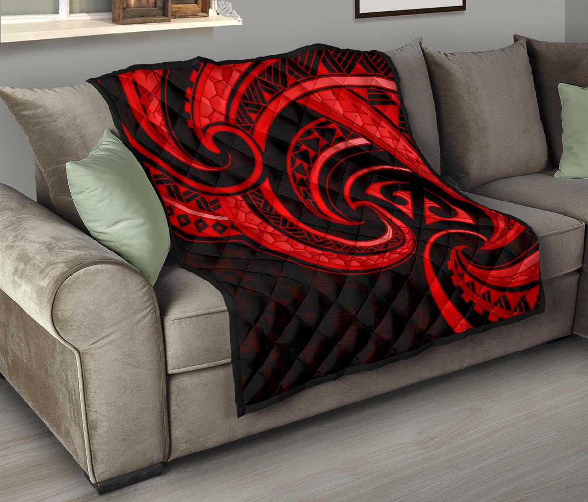 New Zealand Maori Mangopare Premium Quilt Polynesian - Red - Vibe Hoodie Shop