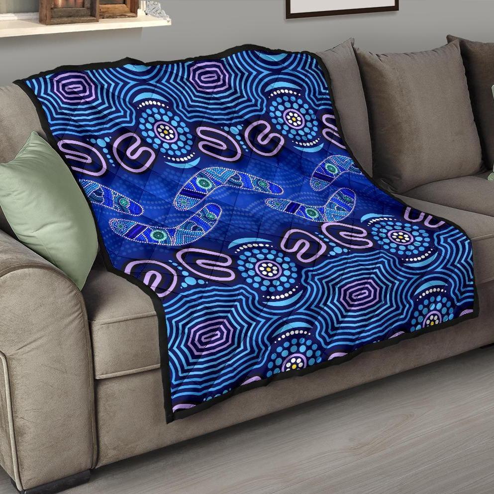 ABoriginal Premium Quilt - Boomerangs And Dot Painting Art Ver02 - - Vibe Hoodie Shop