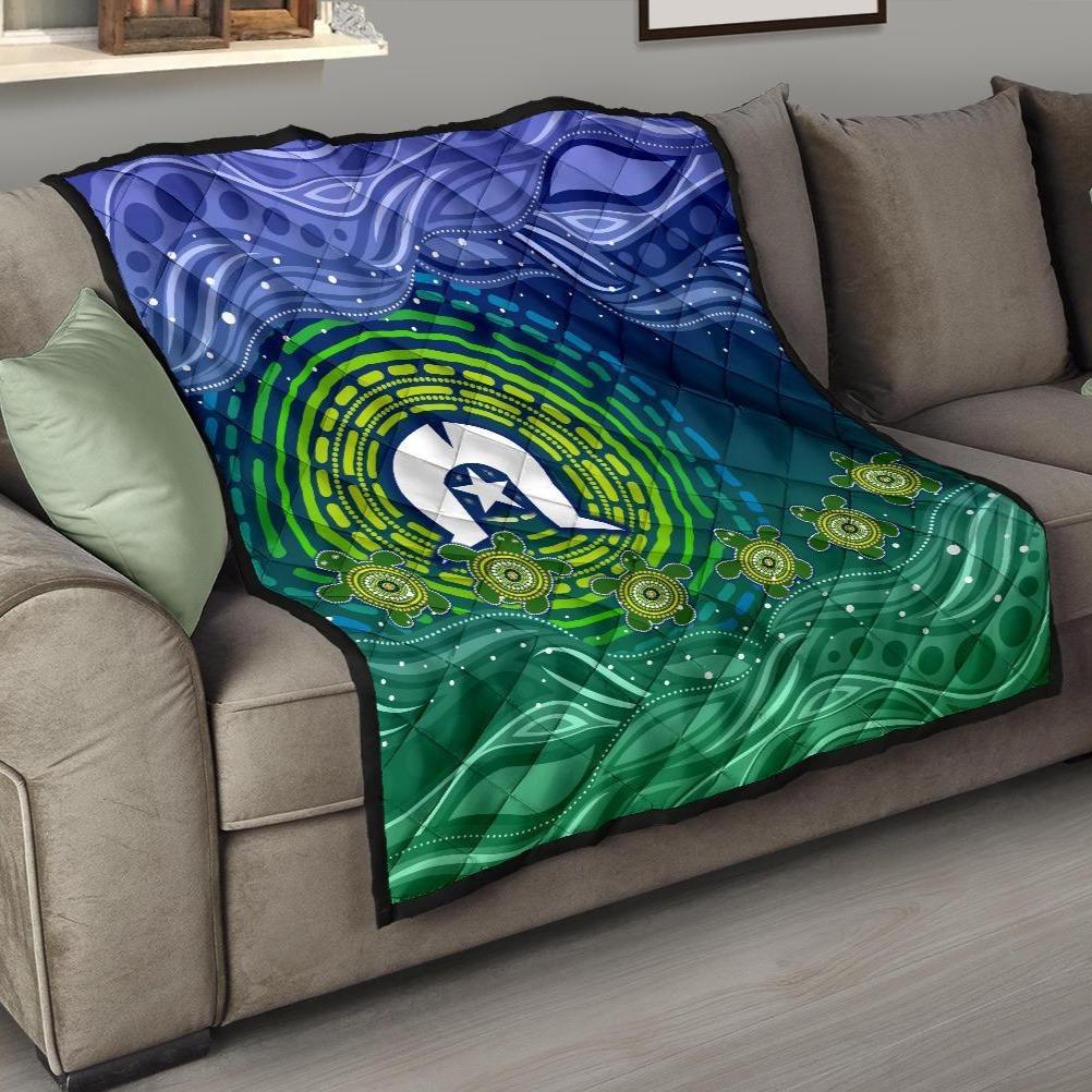 Torres Strait Islanders Premium Quilt - Aboriginal Turtle - Vibe Hoodie Shop