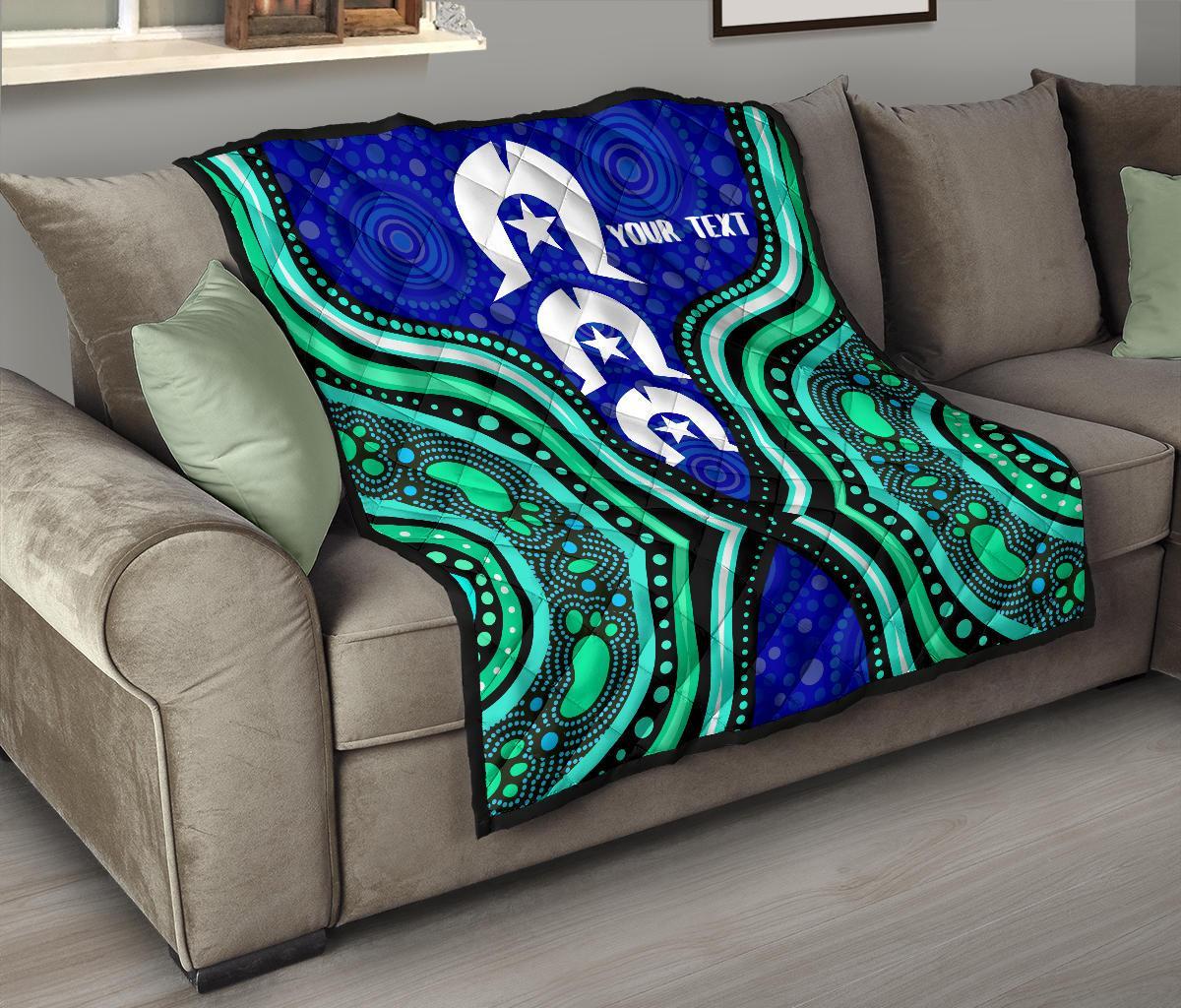 Torres Strait Personalised Premium Quilt - Torres Strait Symbol And Aboriginal Patterns - Vibe Hoodie Shop