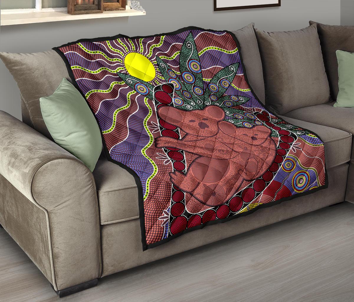 Premium Quilts - Koala Coverlets Aboriginal Pattern - Vibe Hoodie Shop