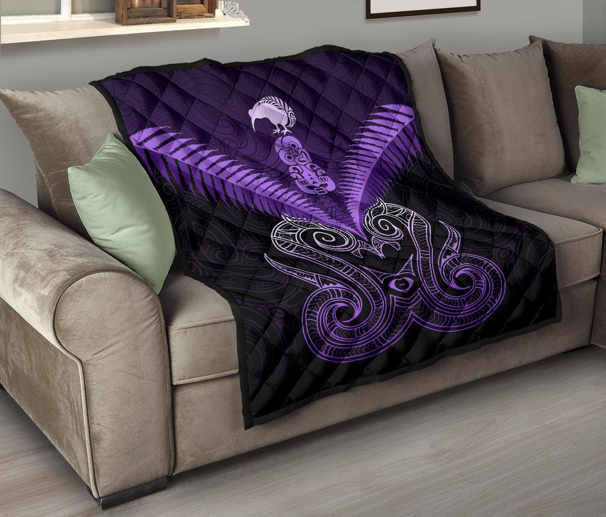 Maori Manaia New Zealand Premium Quilt Purple - Vibe Hoodie Shop