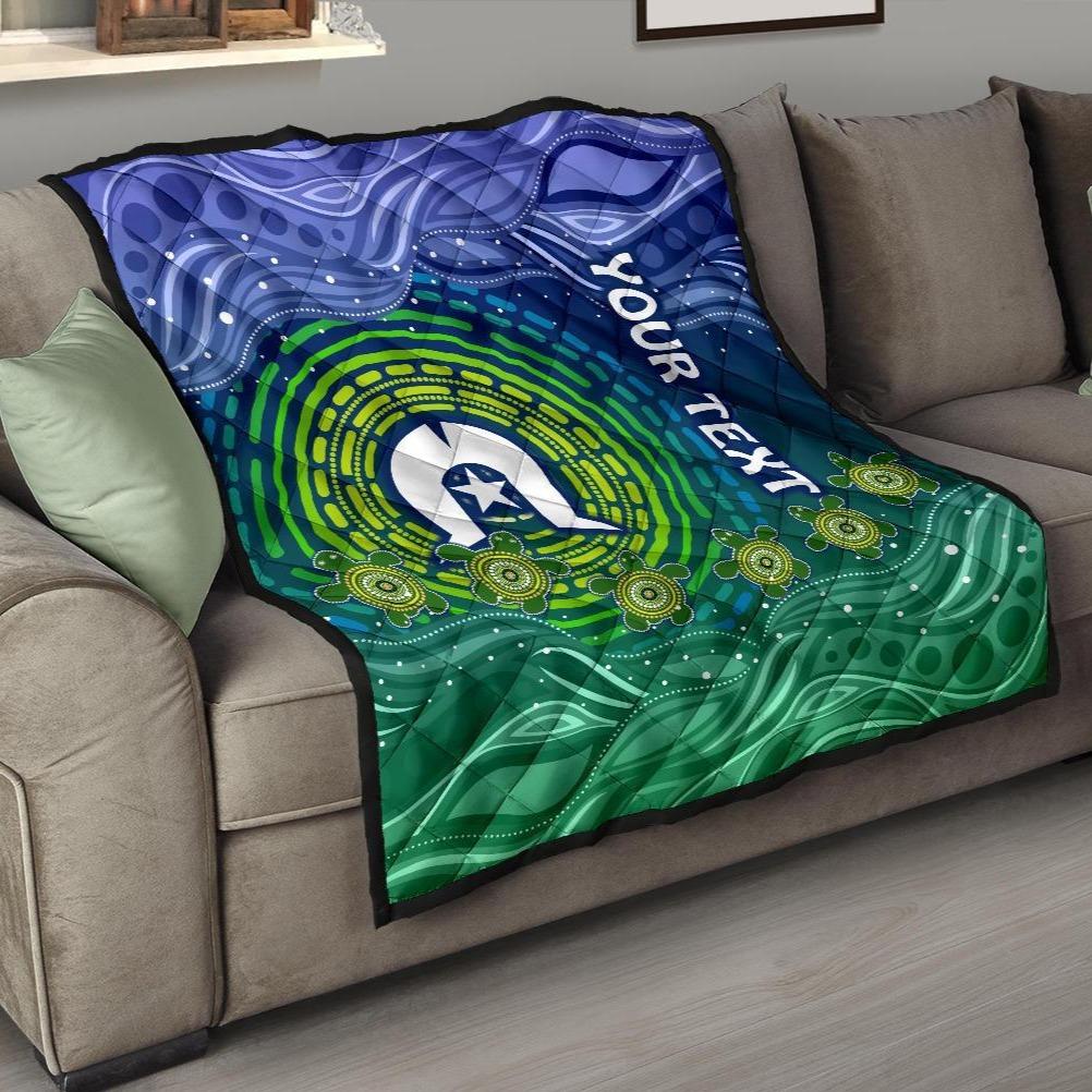 Custom Text Torres Strait Islanders Premium Quilt - Aboriginal Turtle - Vibe Hoodie Shop