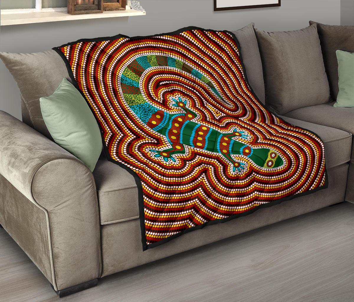 Premium Quilts - Lizard Coverlets Aboriginal Dot Painting - Vibe Hoodie Shop