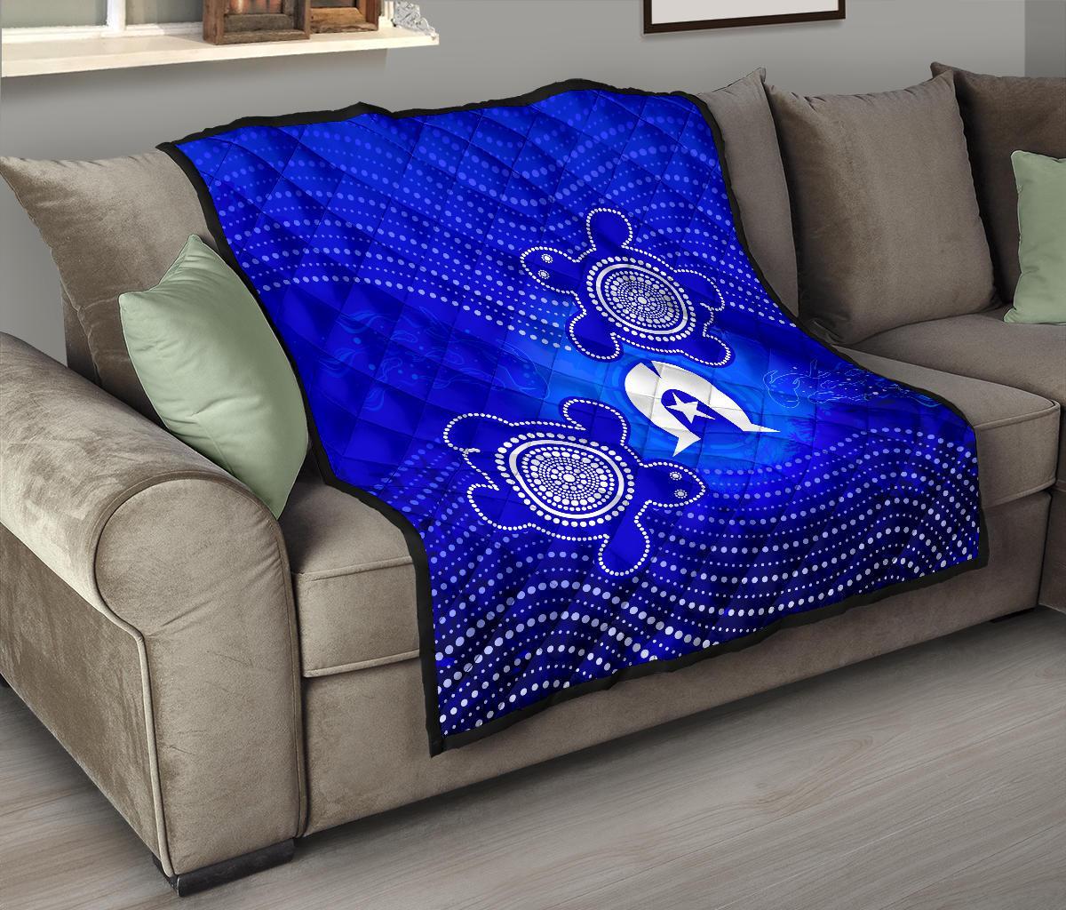 Torres Strait Islanders Premium Quilt - Torres Symbol With Turtle - Vibe Hoodie Shop