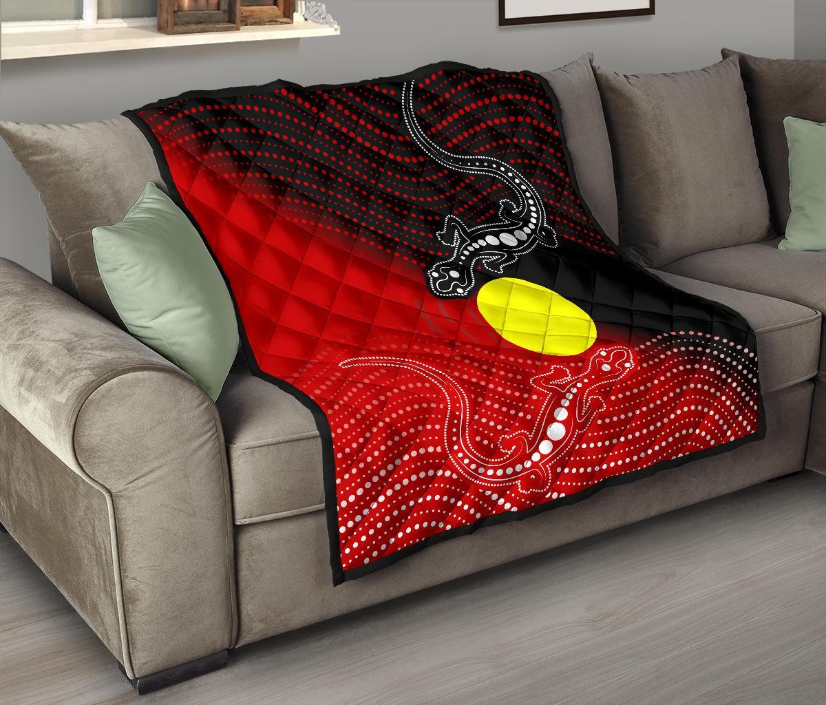 Aboriginal Premium Quilt - Two Indigenous Lizard - Vibe Hoodie Shop