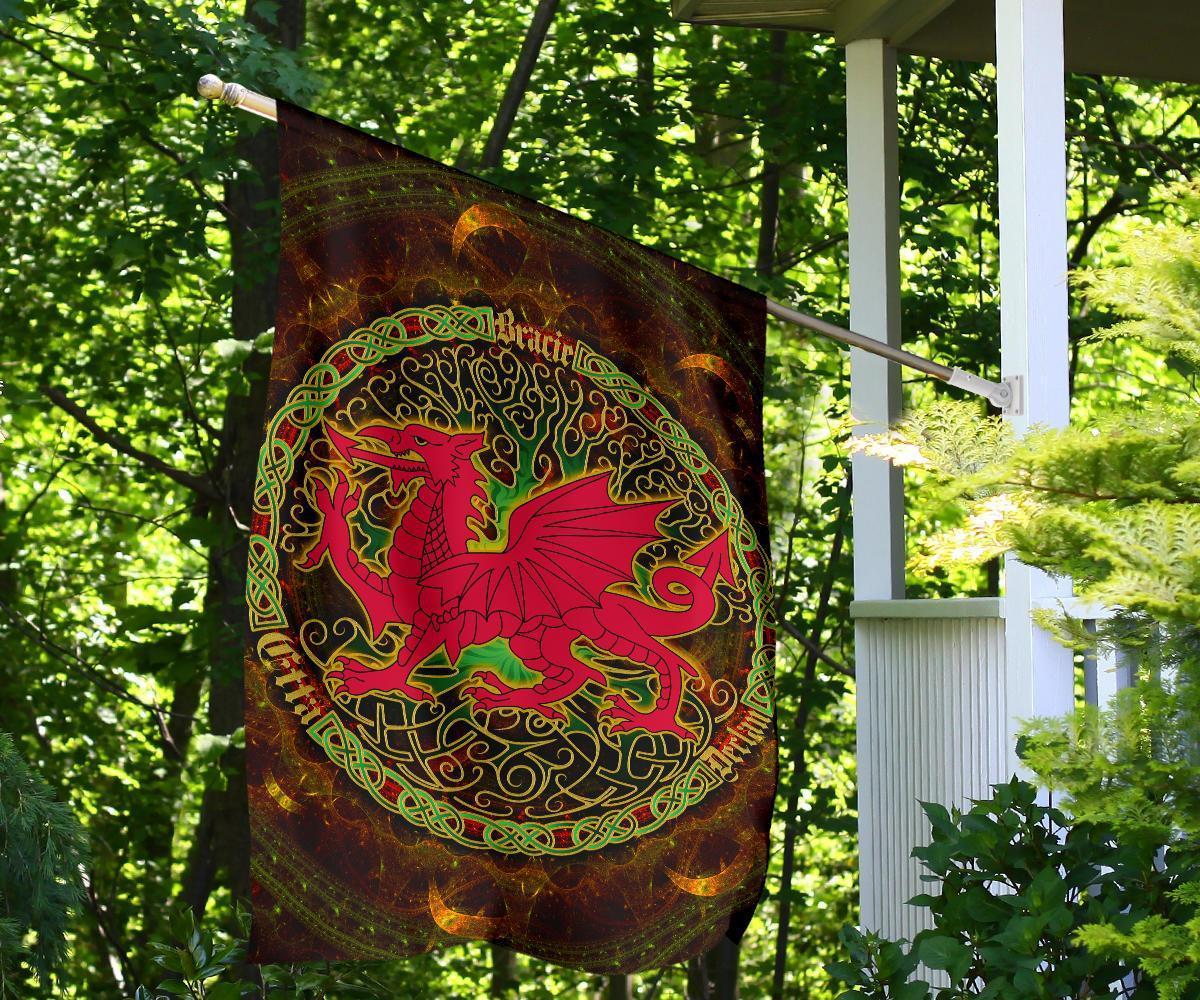 Celtic Flag - Wales Cymru With Celtic Tree (Brown) - Vibe Hoodie Shop