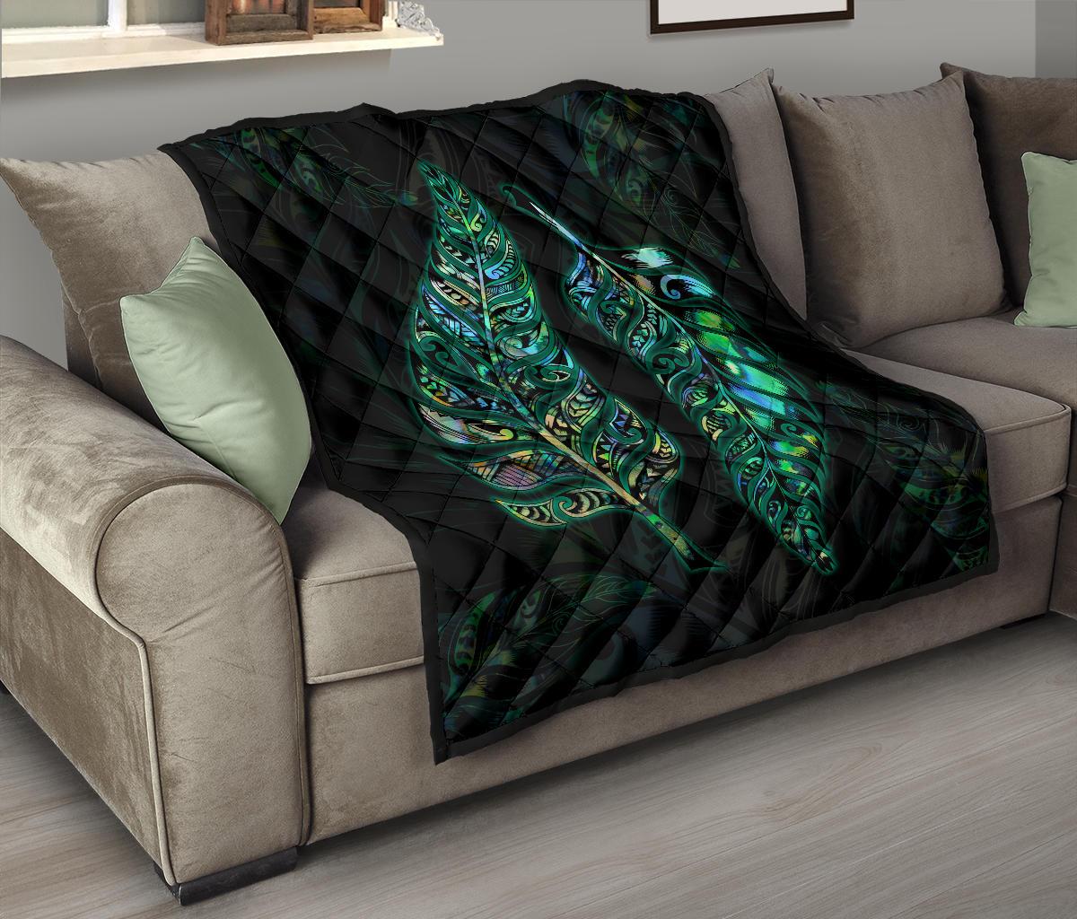 New Zealand Silver Fern Couple Premium Quilt Paua Shell - Vibe Hoodie Shop
