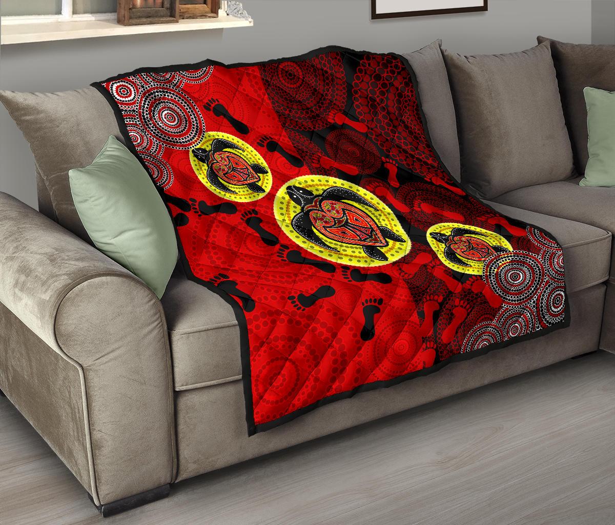 Premium Quilt - Aboriginal Dot Painting Quilt Turtle - Vibe Hoodie Shop