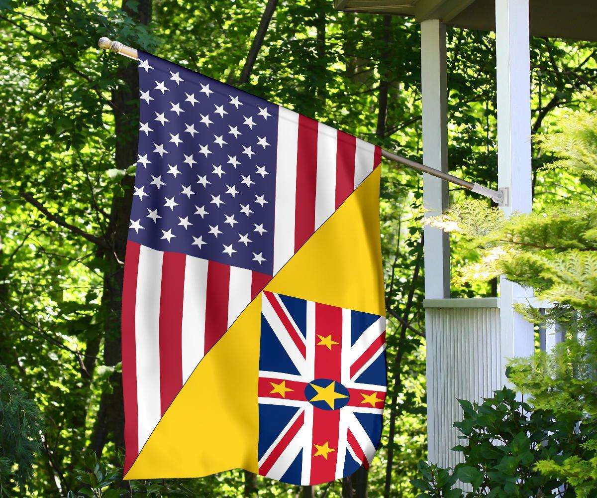 Us Flag With Niue Flag - Vibe Hoodie Shop