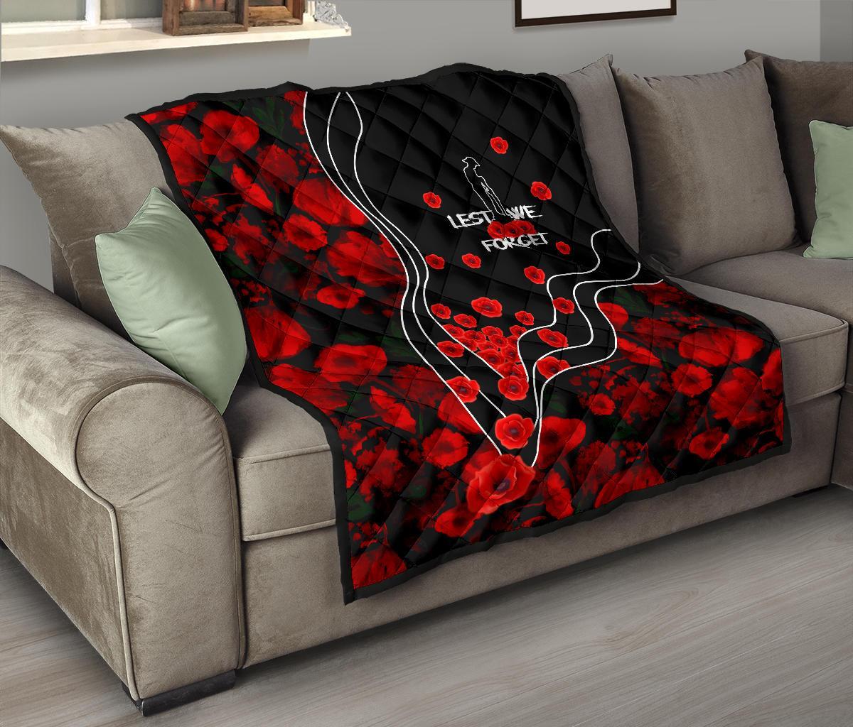 ANZAC Lest We Forget Premium Quilt - Poppy Flowers - Vibe Hoodie Shop