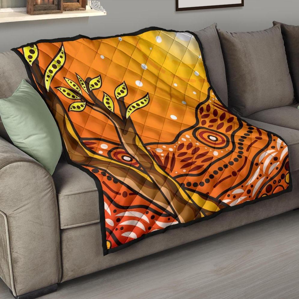 Aboriginal Premium Quilt - Tree On The Hill - Vibe Hoodie Shop