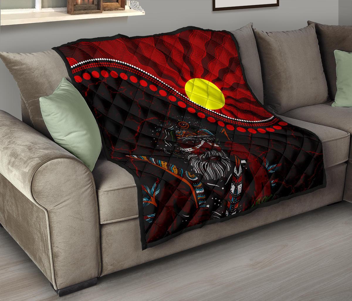 Aboriginal Premium Quilt - Indigenous People And Sun - Vibe Hoodie Shop