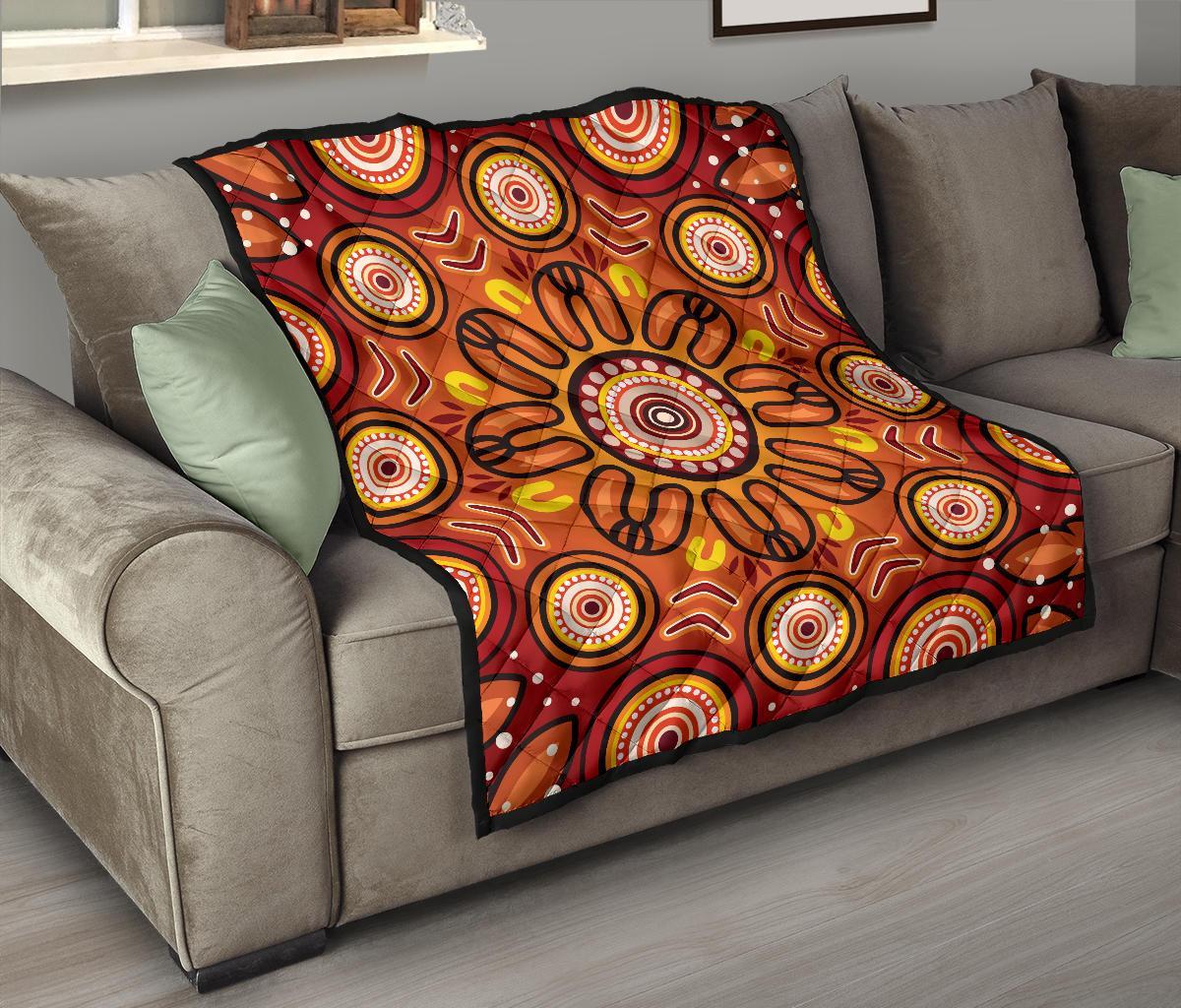 Aboriginal Premium Quilt - Circle Flowers Patterns VER01 - Vibe Hoodie Shop