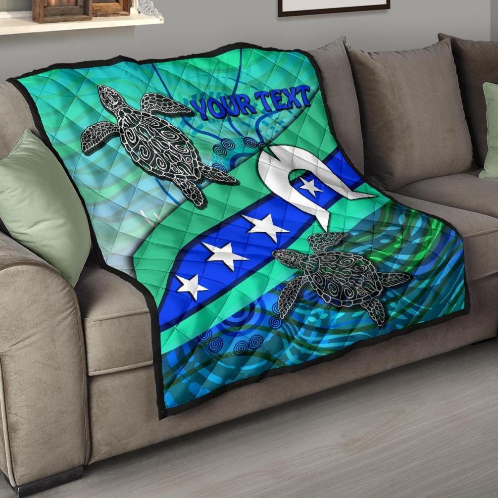 Personalised Premium Quilt - Torres Strait Flag And Turtle - Vibe Hoodie Shop