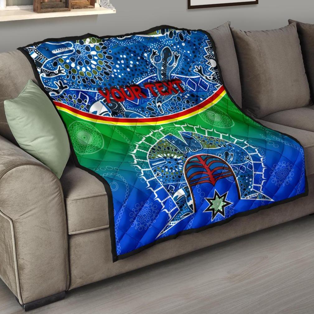 Personalised Premium Quilt - Torres Strait Symbol With Aboriginal Patterns - Vibe Hoodie Shop