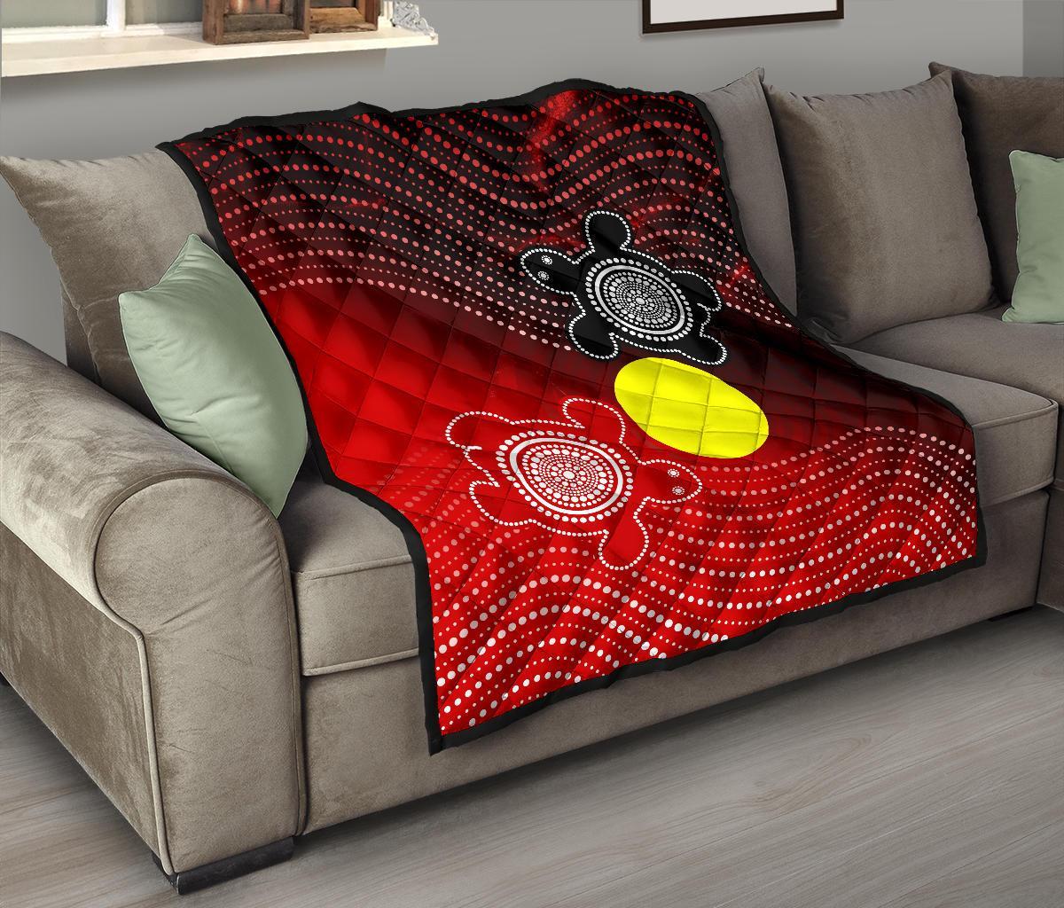 Aboriginal Premium Quilt - Indigenous Circle Dot Painting Style - - Vibe Hoodie Shop