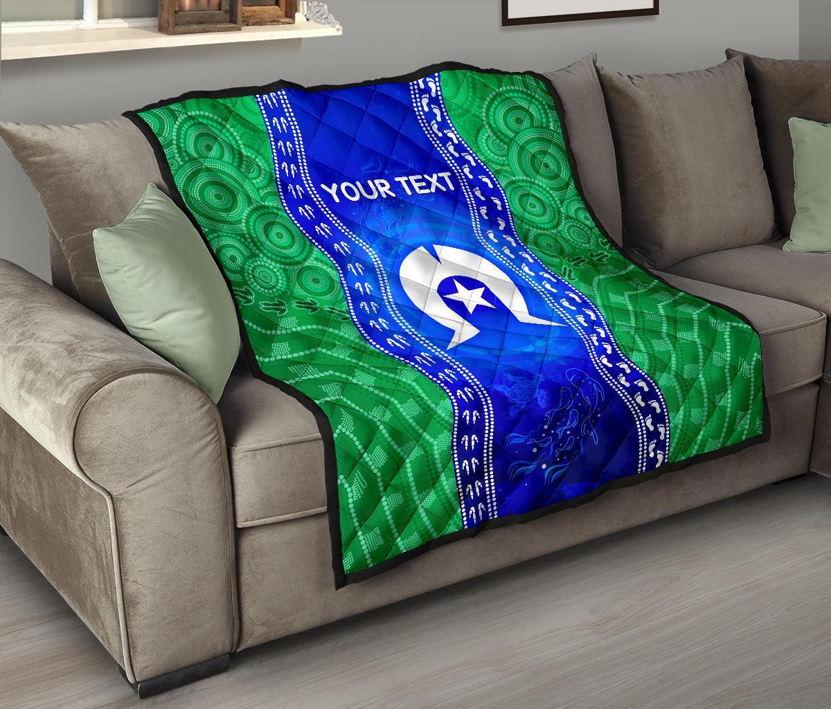 Custom Torres Strait Islanders Premium Quilt - Torres Symbol With Aboriginal Patterns - Vibe Hoodie Shop