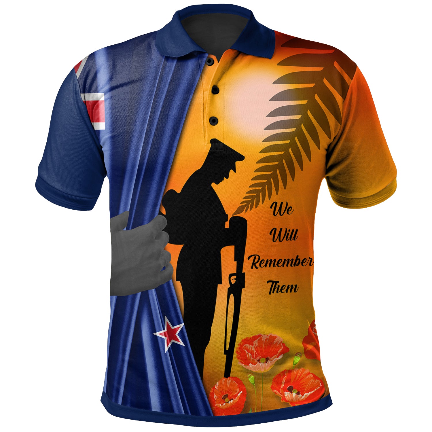 New Zealand Anzac Polo Shirt - We Will Remember Them Ver01 - Vibe Hoodie Shop