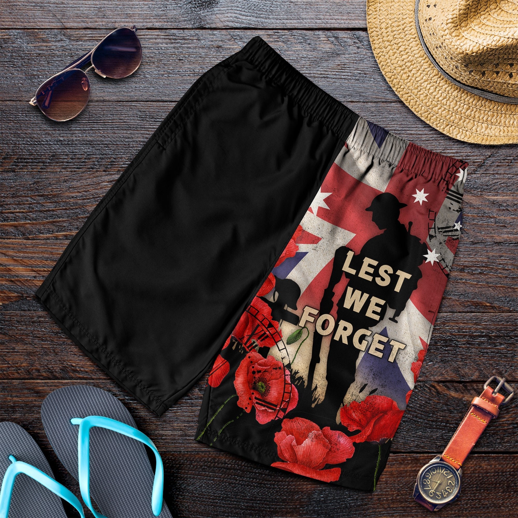 ANZAC Men's Shorts - A Day We Will Never Forget - Vibe Hoodie Shop