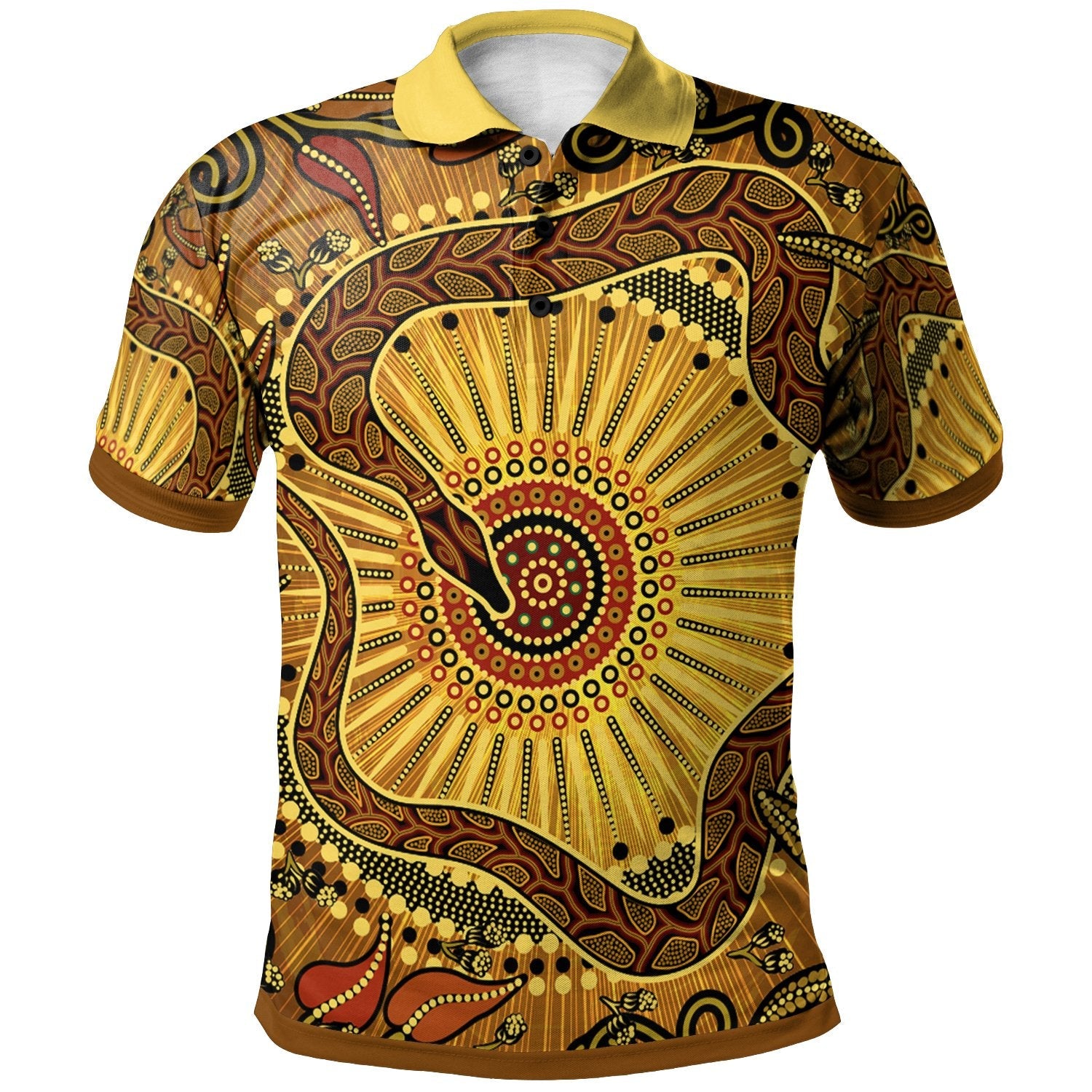 Polo Shirt - Australian Aboriginal Snake - Rainbow Serpent - Vibe Hoodie Shop