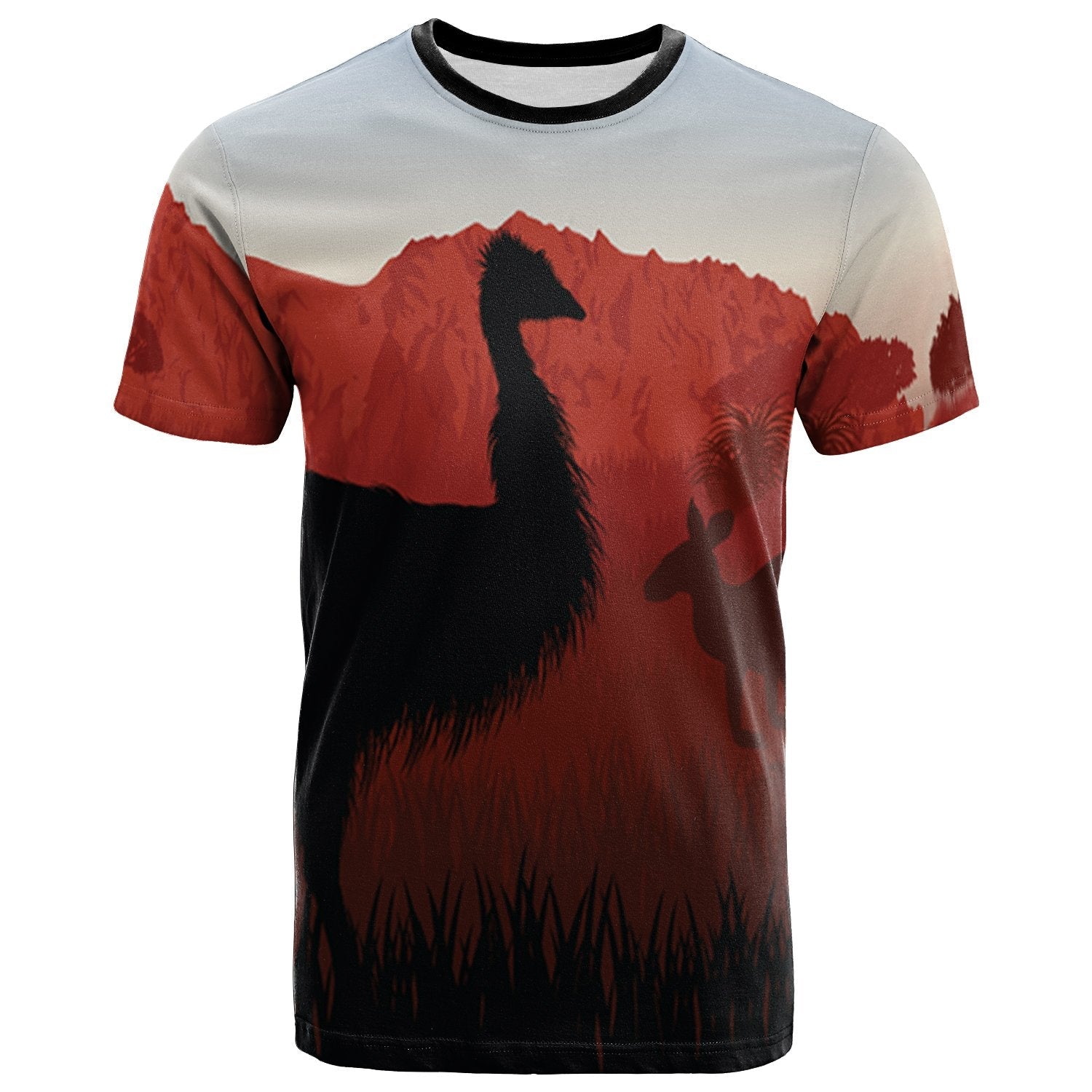 T shirt - Australian Nature with Emu and Kangaroo - Vibe Hoodie Shop