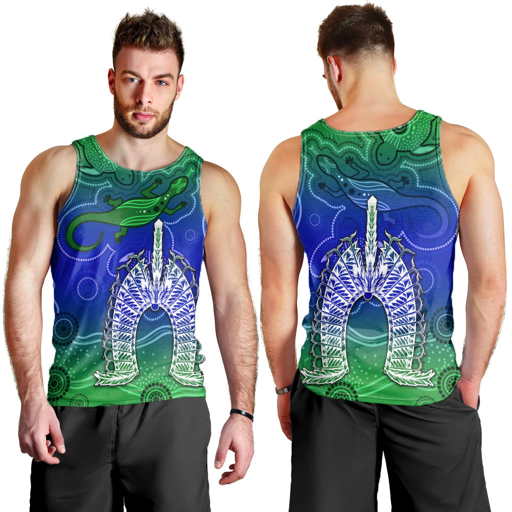 Torres Strait Islands Men Tank Top Aboriginal Art Lizard Symbol Peace - Vibe Hoodie Shop