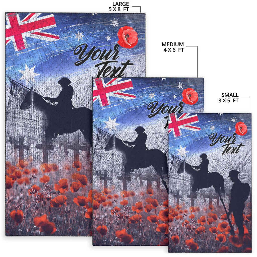 (Custom) ANZAC Day Area Rug - Lest We Forget Vintage Poppies - Vibe Hoodie Shop