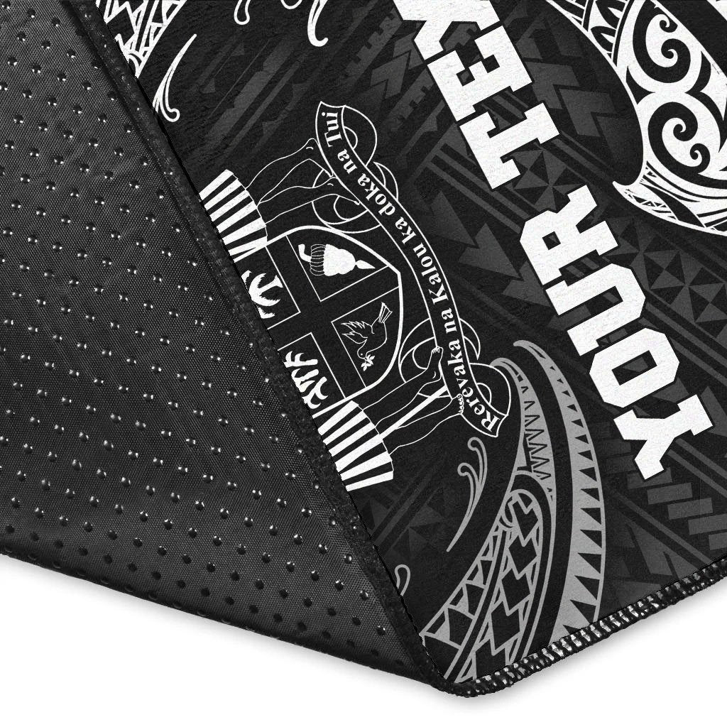 Fiji Polynesian Custom Personalised Area Rug - White Tribal Wave - Vibe Hoodie Shop