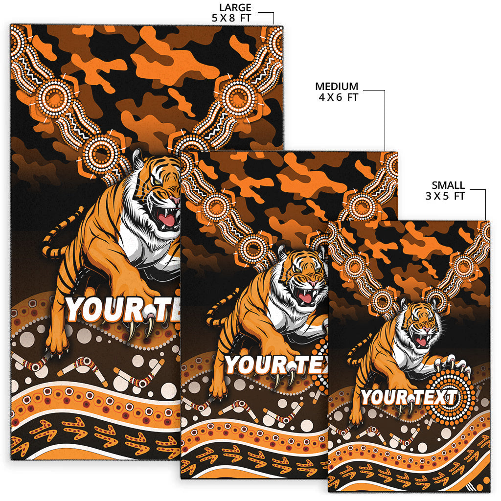 (Custom Personalised) Tigers Rugby ANZAC Day Camouflage Indigenous Art Area Rug - - Vibe Hoodie Shop