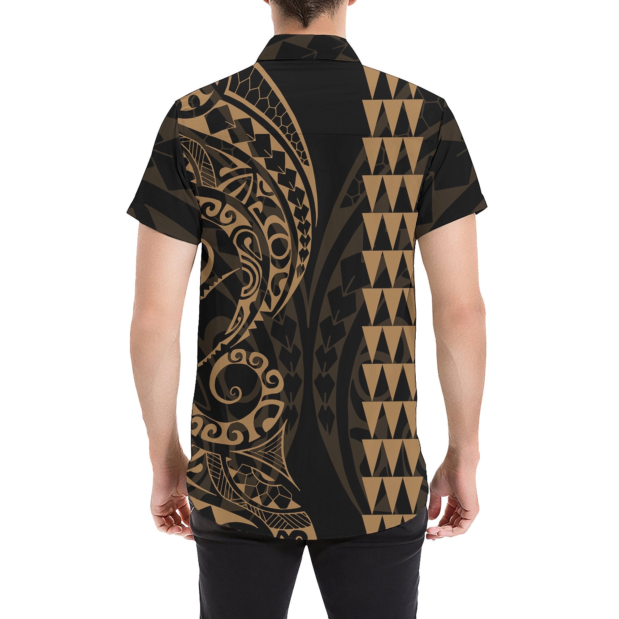 Guam Polynesian Short Sleeve Shirt Gold - Vibe Hoodie Shop