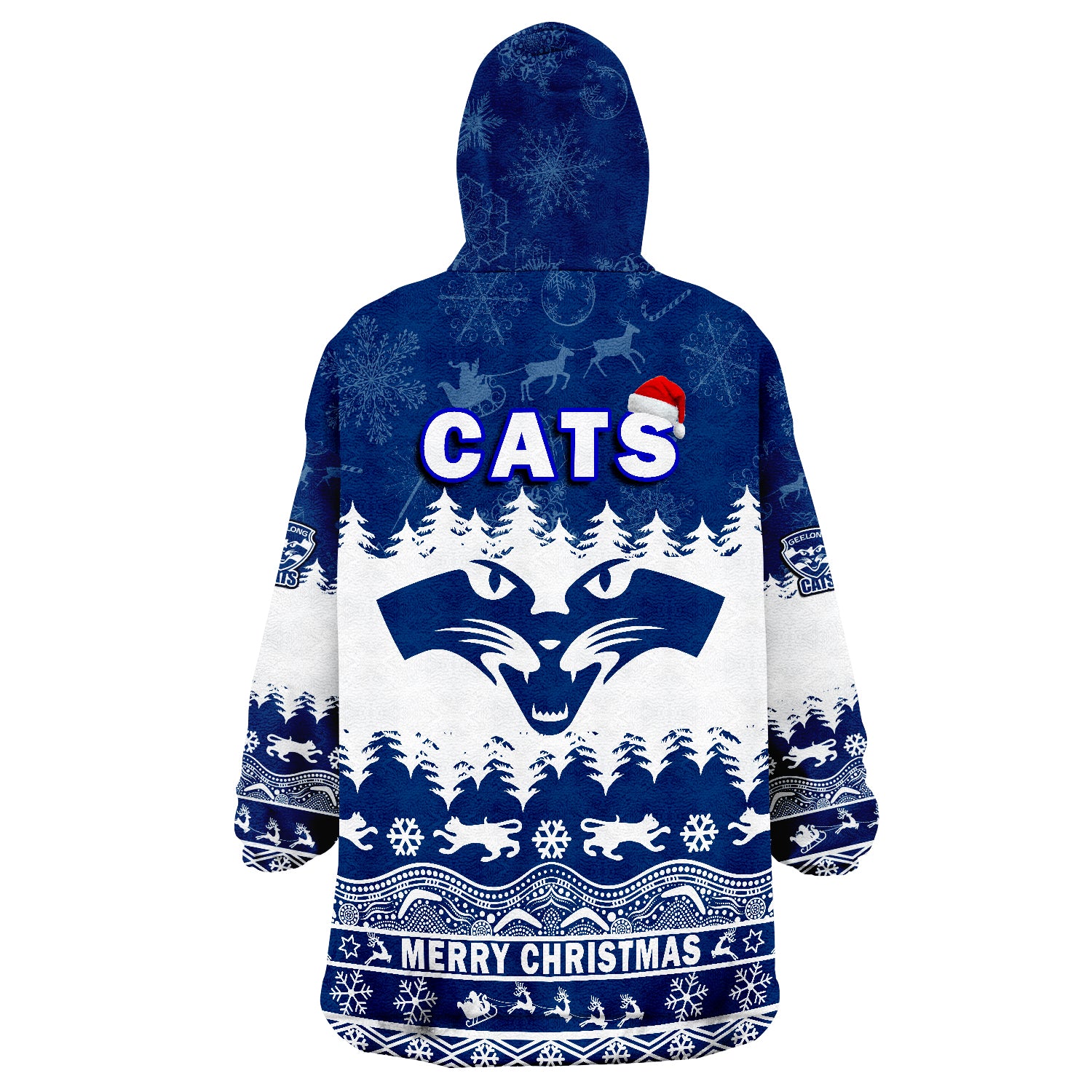 Geelong Cats Unique Winter Season Cats Merry Christmas Wearable Blanket Hoodie - Vibe Hoodie Shop