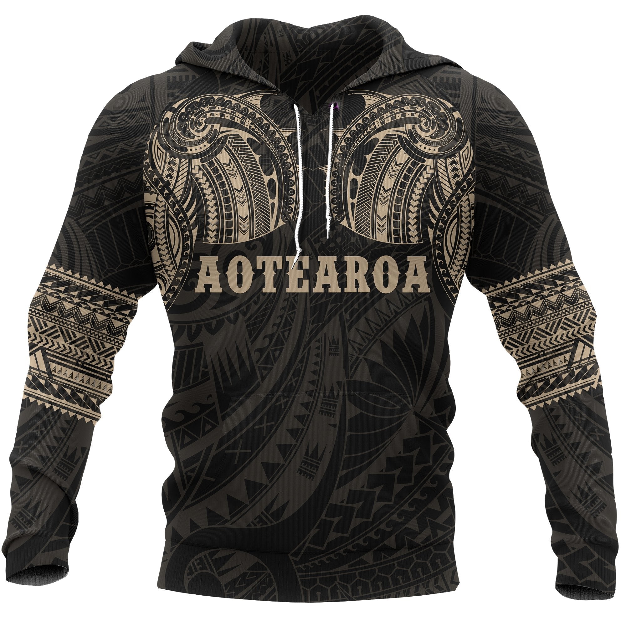 Maori Golden Hoodie, New Zealand Tattoo All Over Print Hoodie - Vibe Hoodie Shop