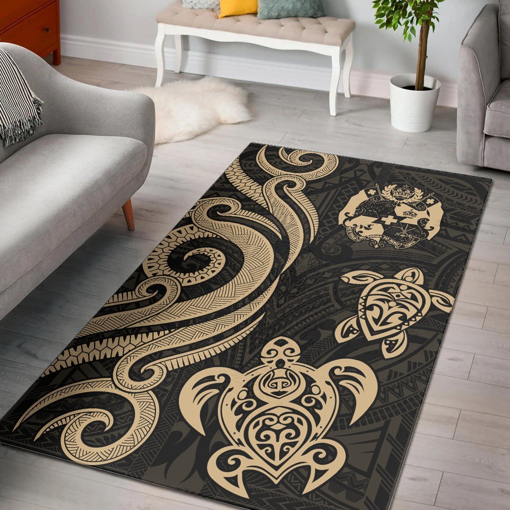 Tonga Area Rug - Gold Tentacle Turtle - Vibe Hoodie Shop