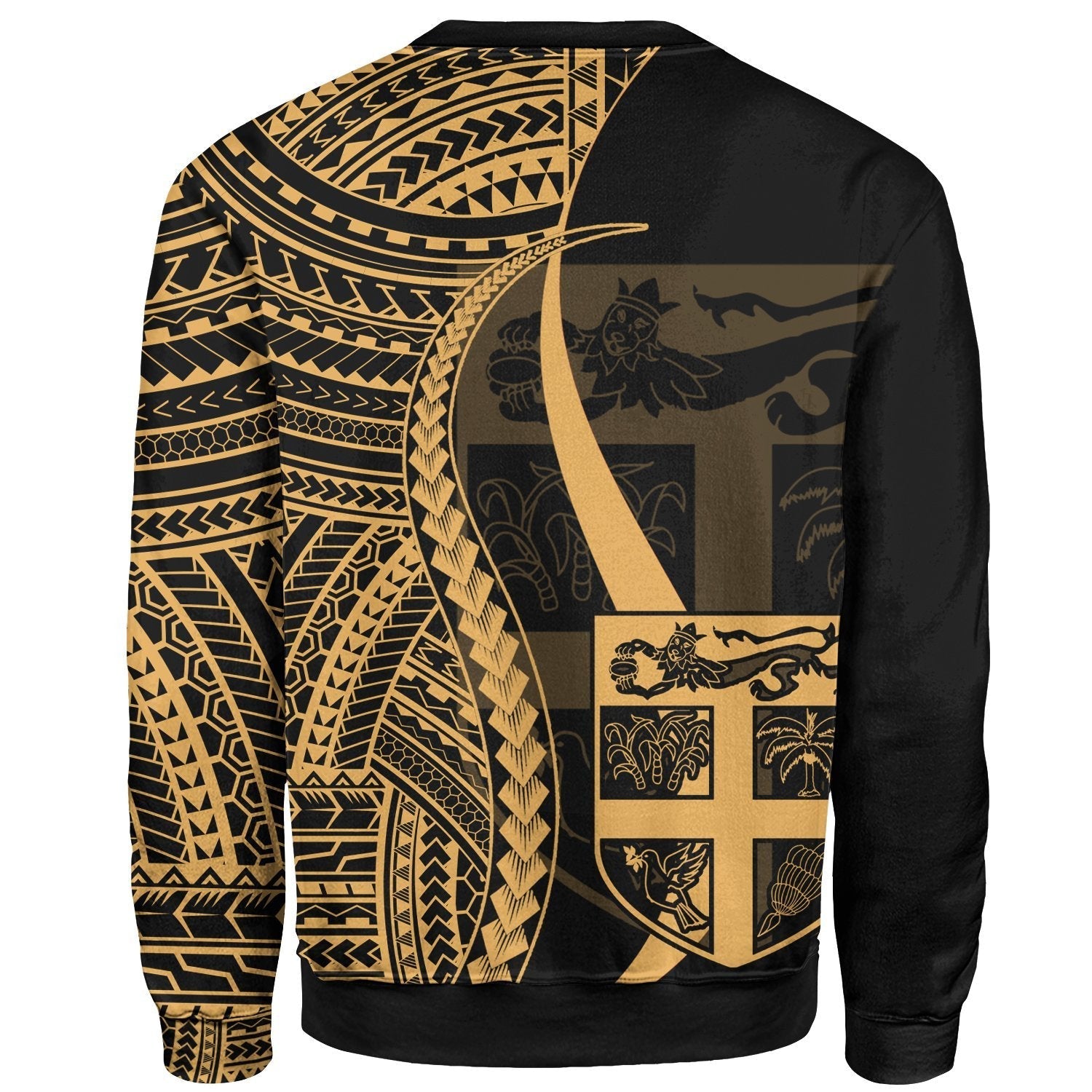 Fiji Sweatshirt - Gold Polynesian Tentacle Tribal Pattern - Vibe Hoodie Shop