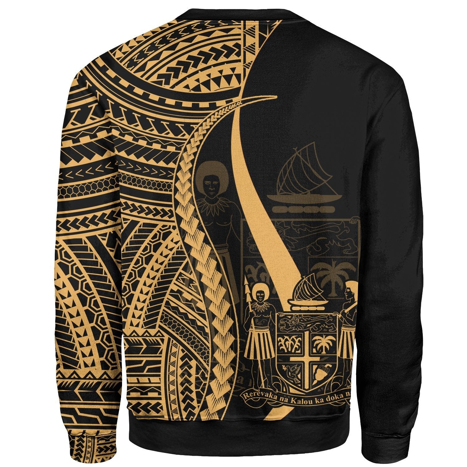 Fiji Sweatshirt - Gold Polynesian Tentacle Tribal Pattern Crest - Vibe Hoodie Shop