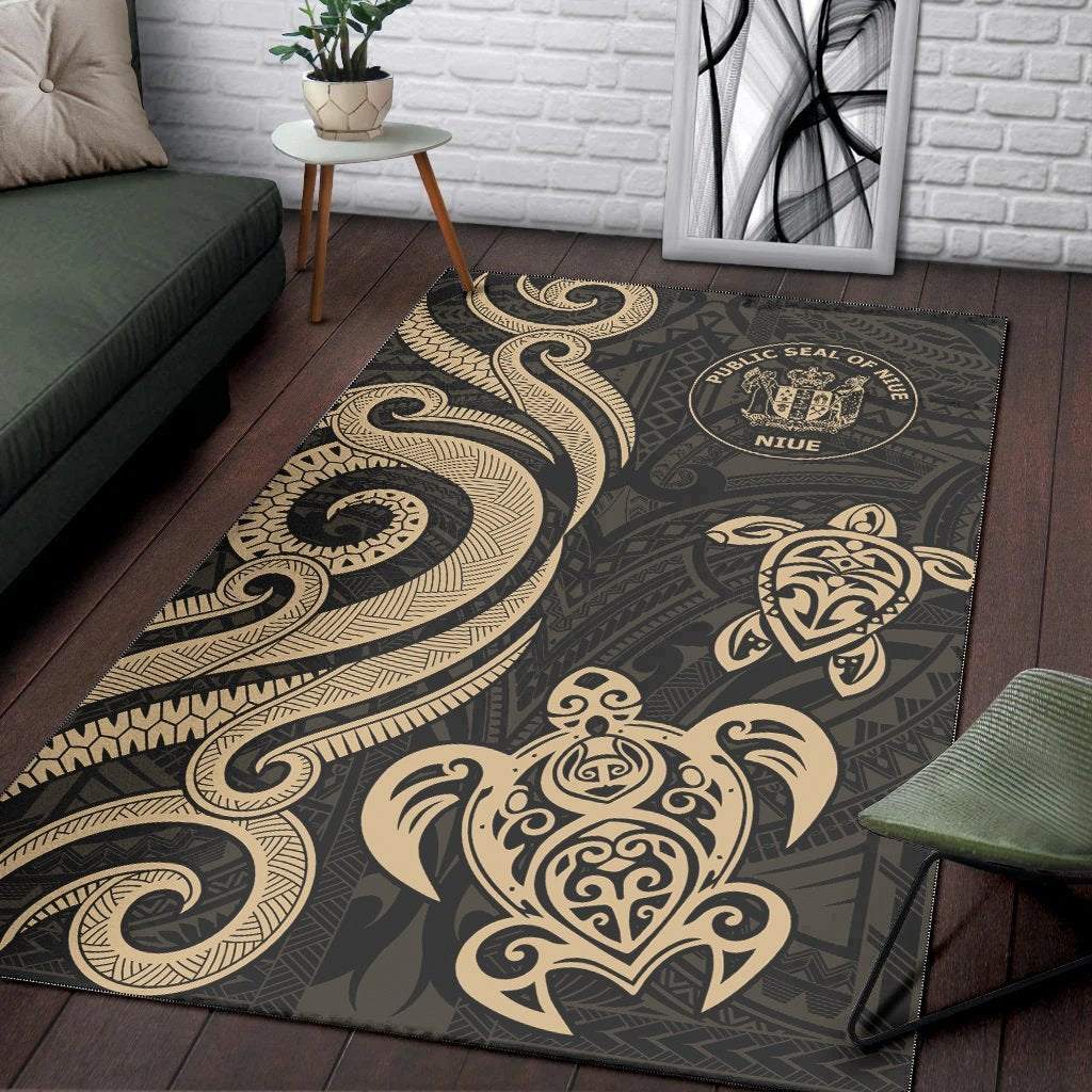 Niue Area Rug - Gold Tentacle Turtle - Vibe Hoodie Shop