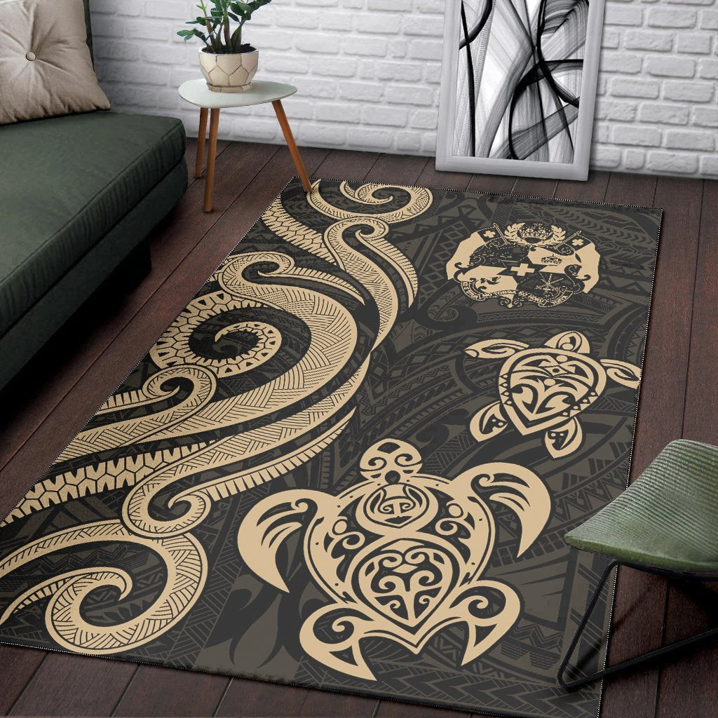 Tonga Area Rug - Gold Tentacle Turtle - Vibe Hoodie Shop