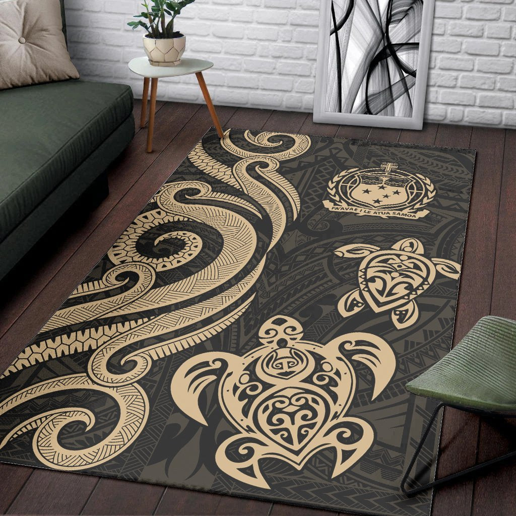 Samoa Area Rug - Gold Tentacle Turtle - Vibe Hoodie Shop