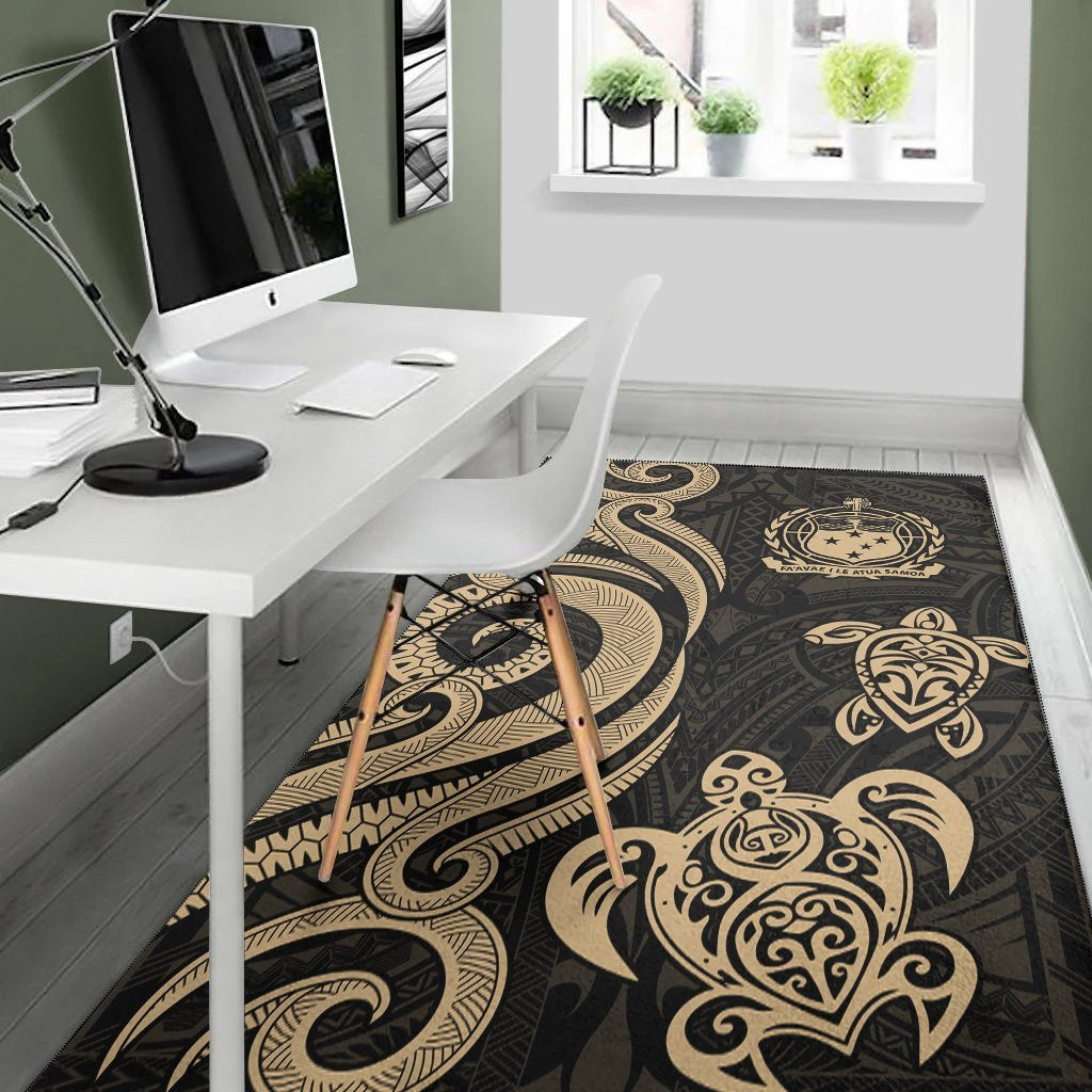 Samoa Area Rug - Gold Tentacle Turtle - Vibe Hoodie Shop