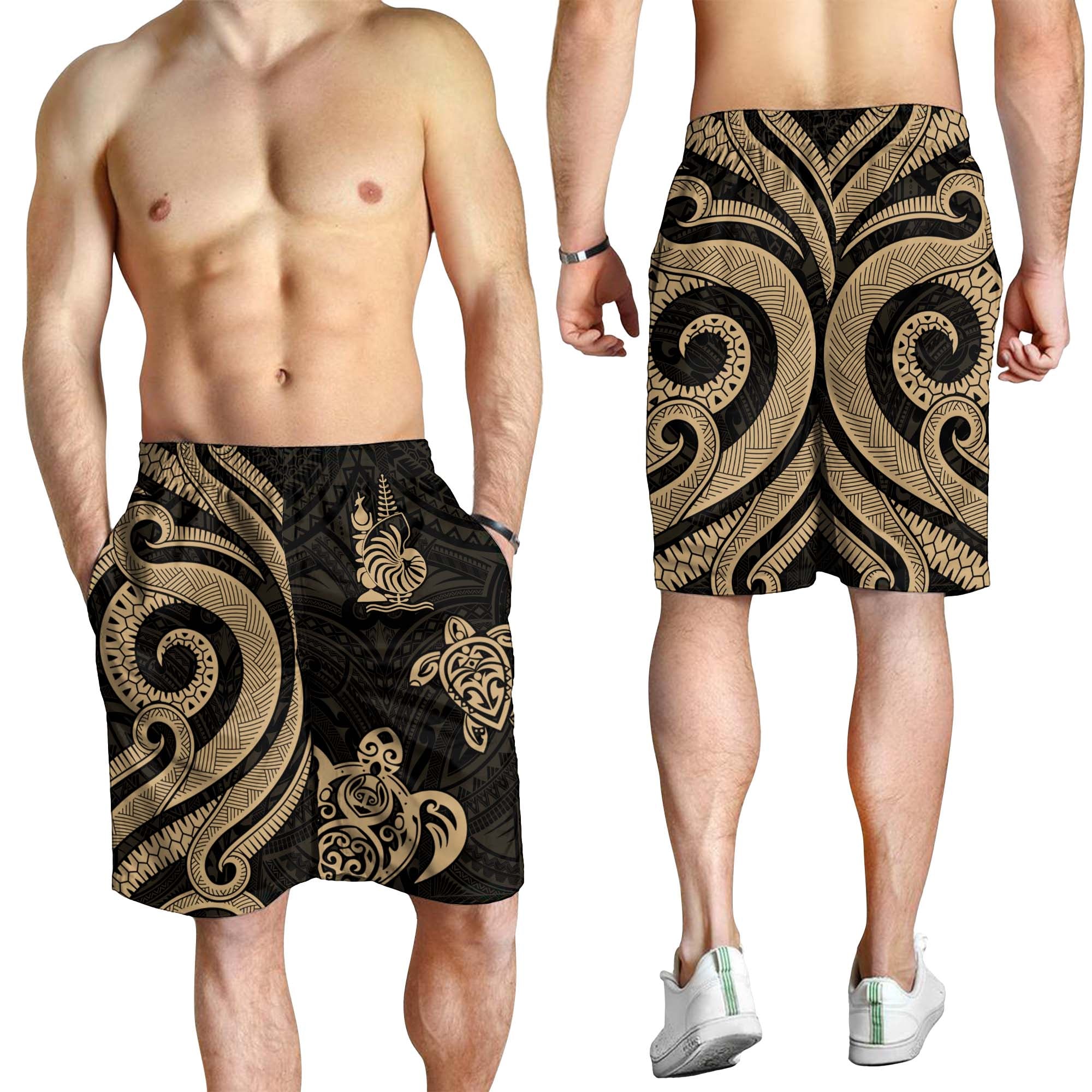 New Caledonia Men's Short - Gold Tentacle Turtle - Vibe Hoodie Shop