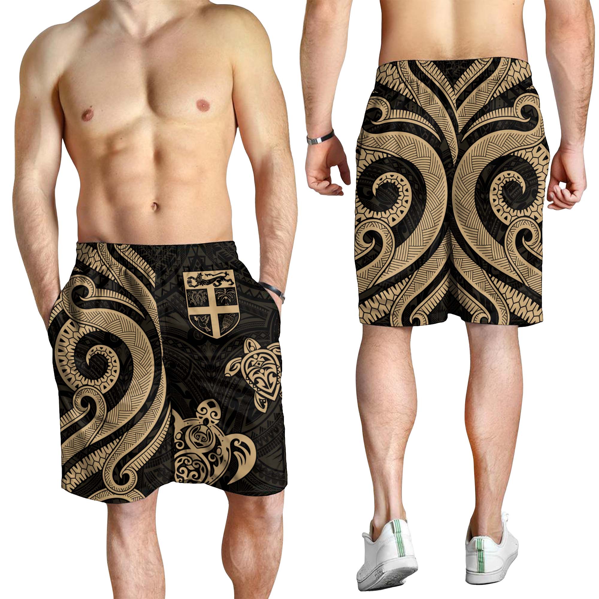 Fiji Men's Short - Gold Tentacle Turtle - Vibe Hoodie Shop