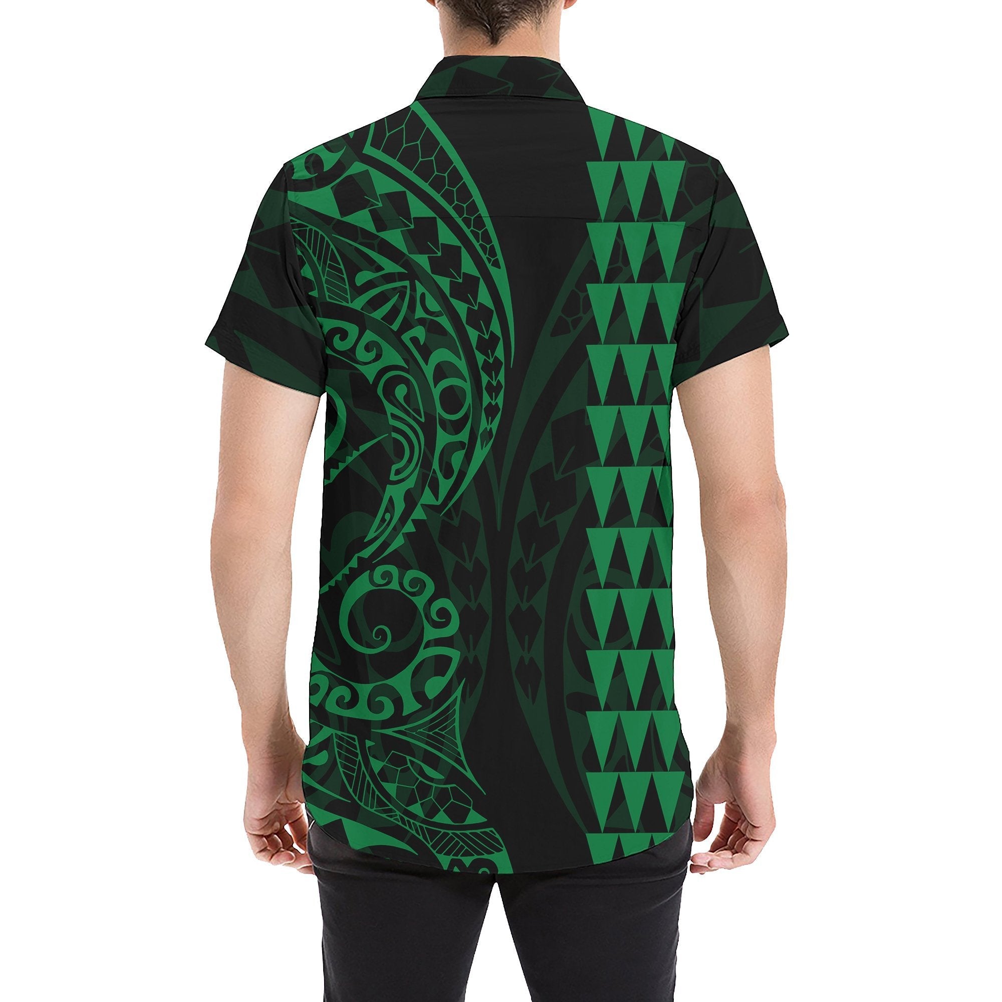 Tahiti Polynesian Short Sleeve Shirt Green - Vibe Hoodie Shop