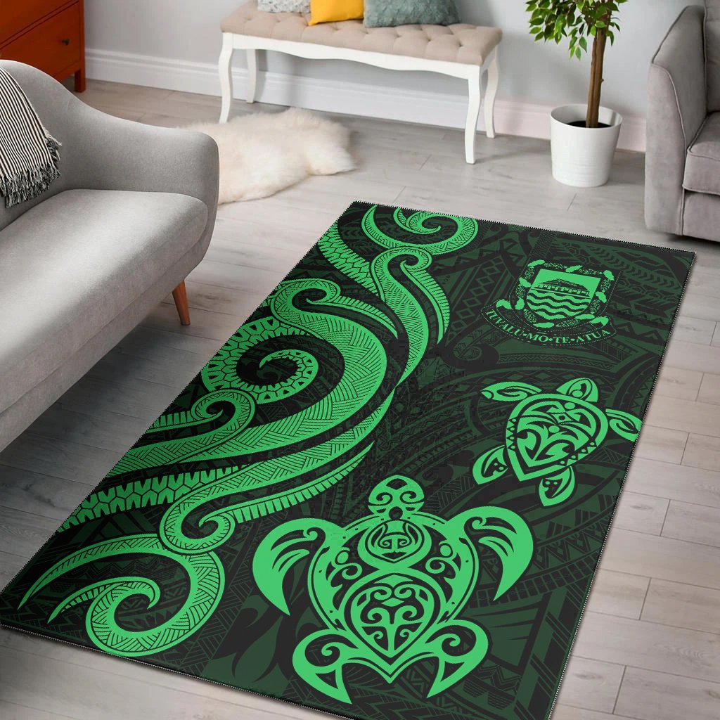 Tuvalu Area Rug - Green Tentacle Turtle - Vibe Hoodie Shop