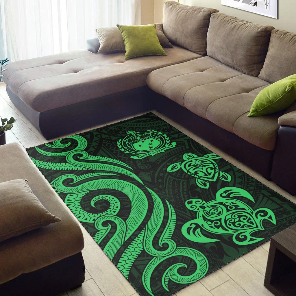 Samoa Area Rug - Green Tentacle Turtle - Vibe Hoodie Shop