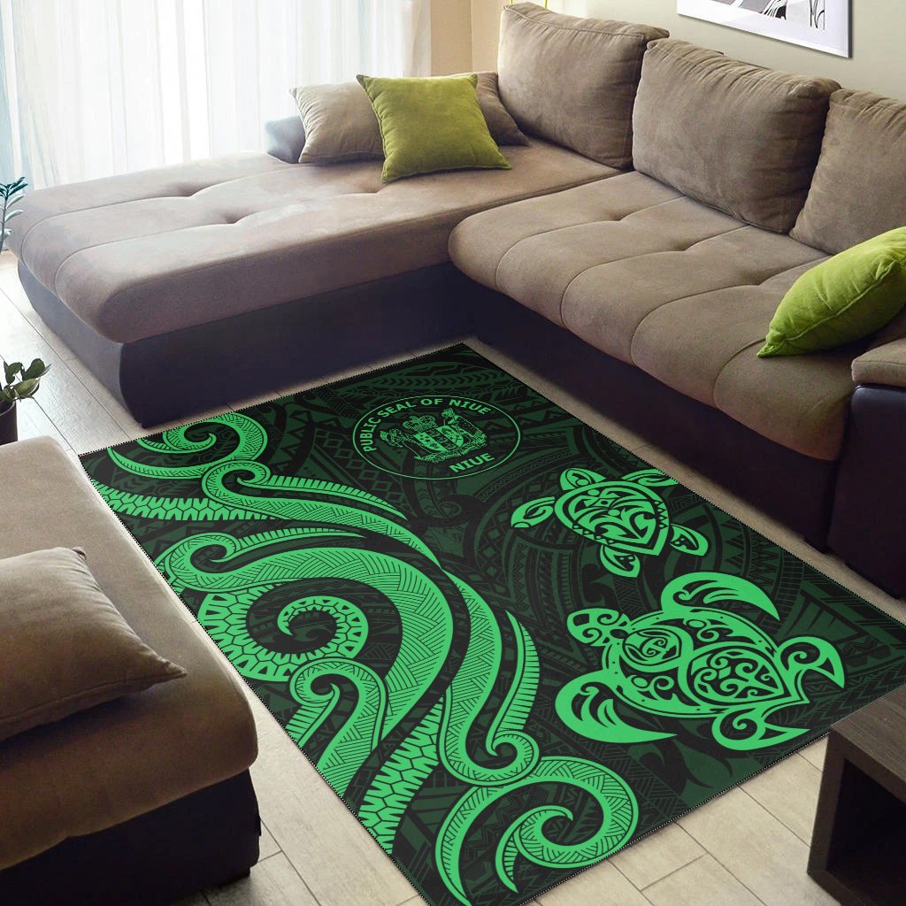 Niue Area Rug - Green Tentacle Turtle - Vibe Hoodie Shop