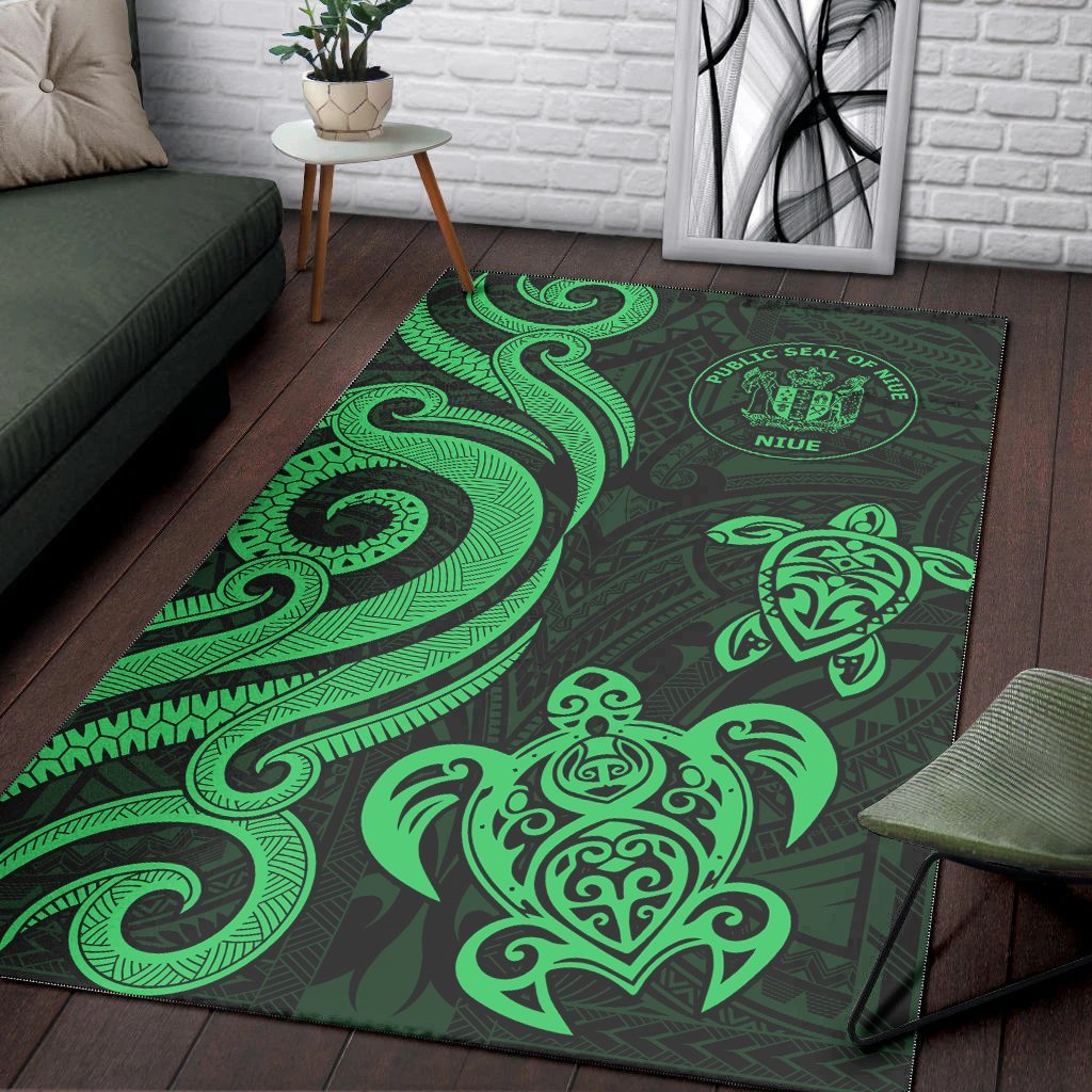 Niue Area Rug - Green Tentacle Turtle - Vibe Hoodie Shop