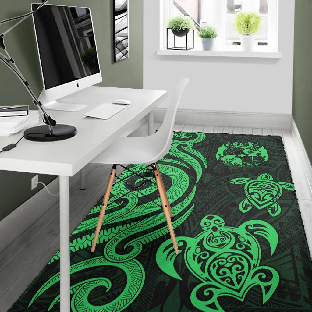 Tonga Area Rug - Green Tentacle Turtle - Vibe Hoodie Shop